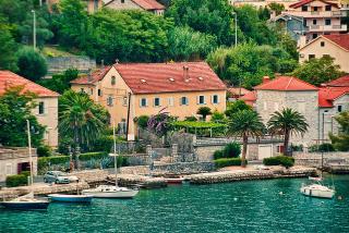 Dobrota House and Boats, Dobrota, Montenegro. Near Kotor.